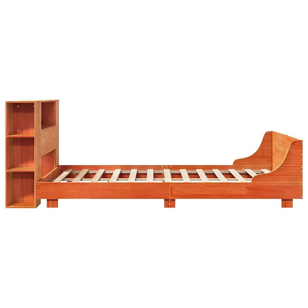 Giroletto senza Materasso-Struttura Letto Marrone Cera 150x200 cm Legno di Pino 843121