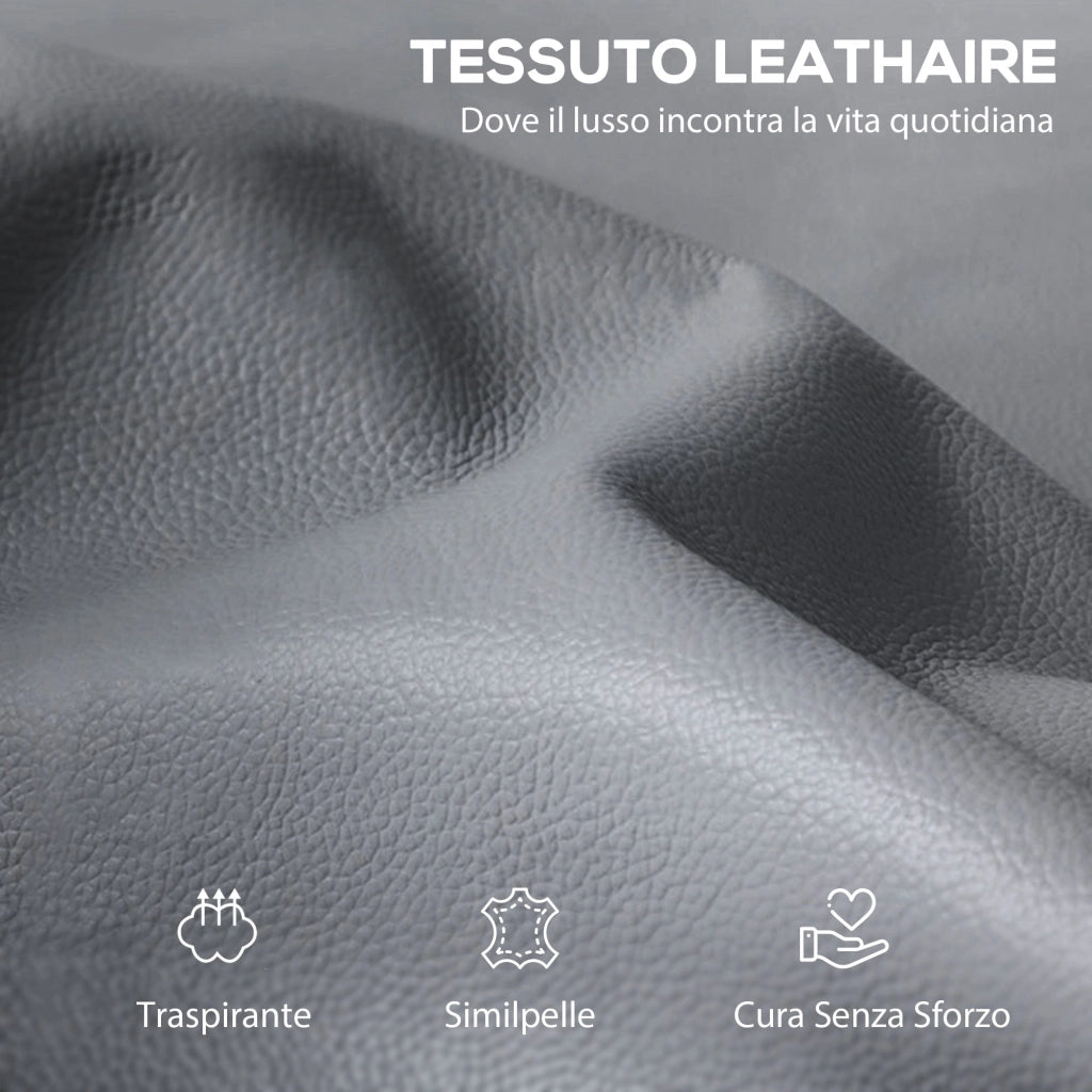 Poltrona Relax Reclinabile con Poggiapiedi Girevole ¨C Xylo ¨C Tessuto Effetto Pelle Grigio