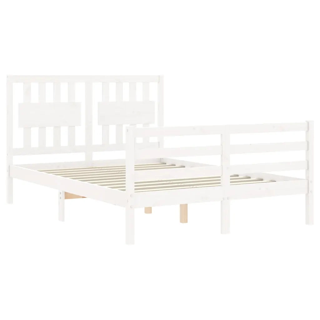 Giroletto con Testiera-Struttura Letto con testiera Bianco 120x200 cm in Legno Massello 959720