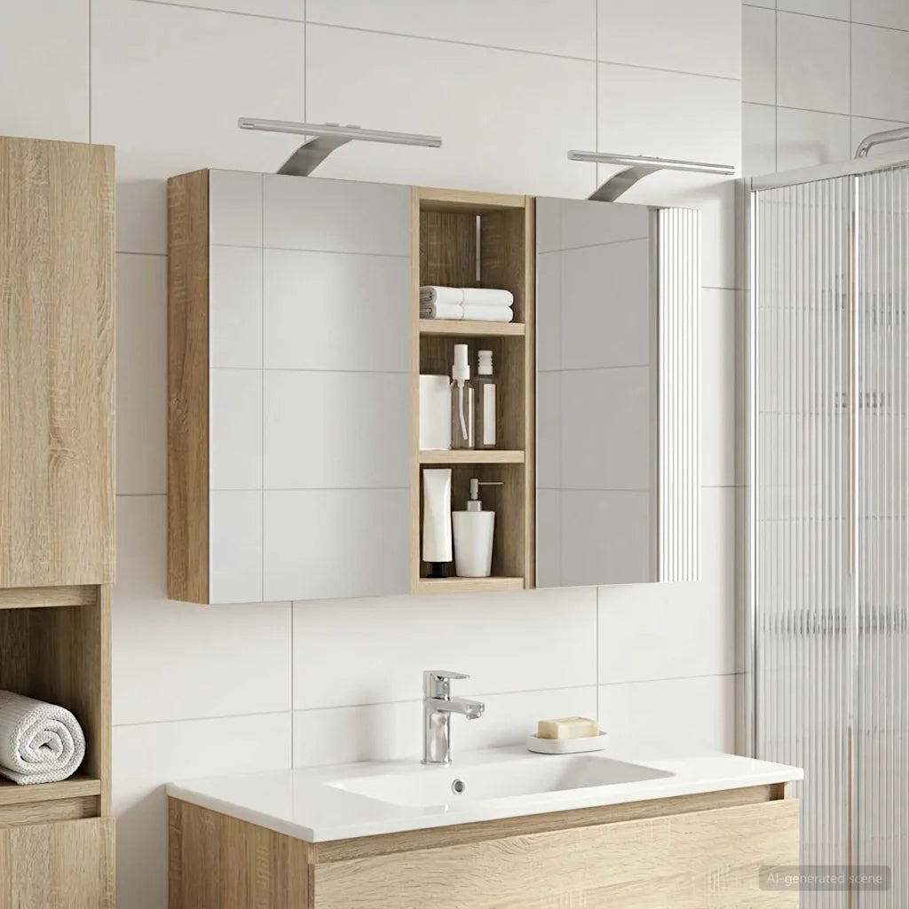 Set di Armadi da Bagno | Armadio da bagno con lo scaffale 3 pz 80 x 10,5 x 50 cm