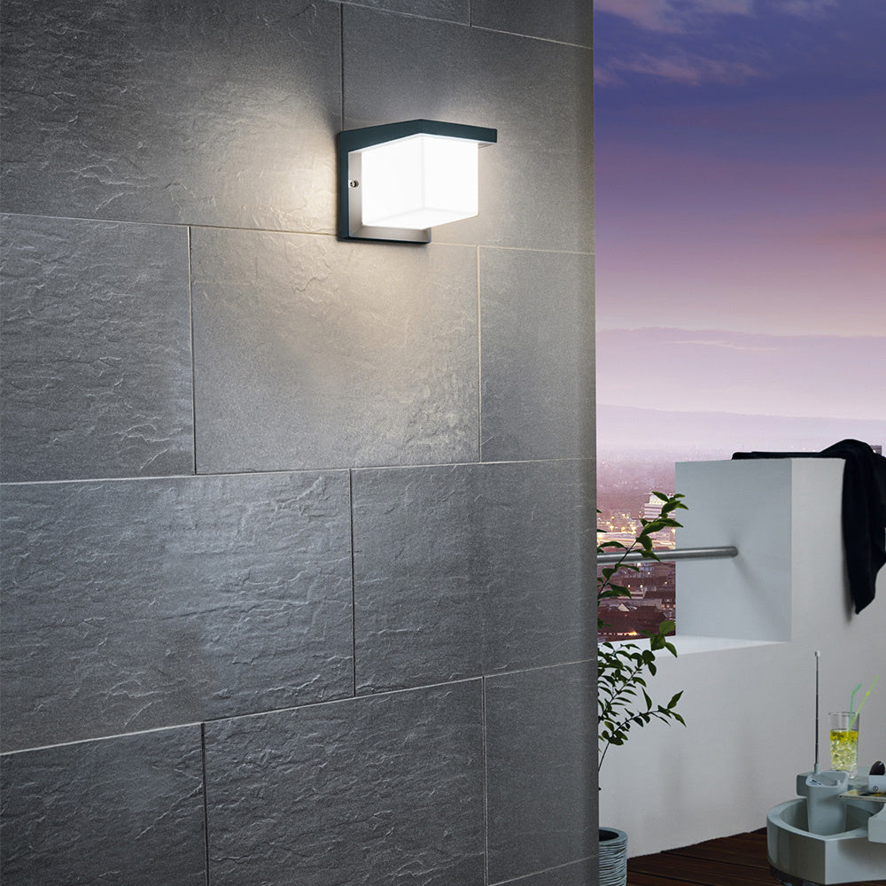 Applique Esterno Moderna Desella 1 Alluminio Grigio Policarbonato Bianco Led