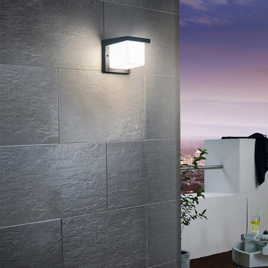 Applique Esterno Moderna Desella 1 Alluminio Grigio Policarbonato Bianco Led