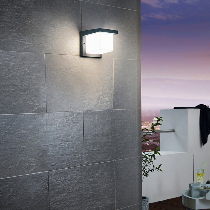Applique Esterno Moderna Desella 1 Alluminio Grigio Policarbonato Bianco Led