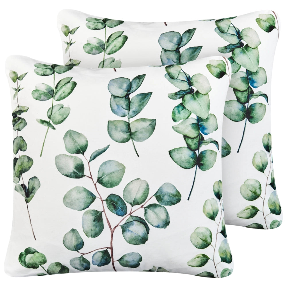 Set di 2 cuscini da esterno in poliestere verde 45 x 45 cm con motivo a foglie Accessorio da giardino