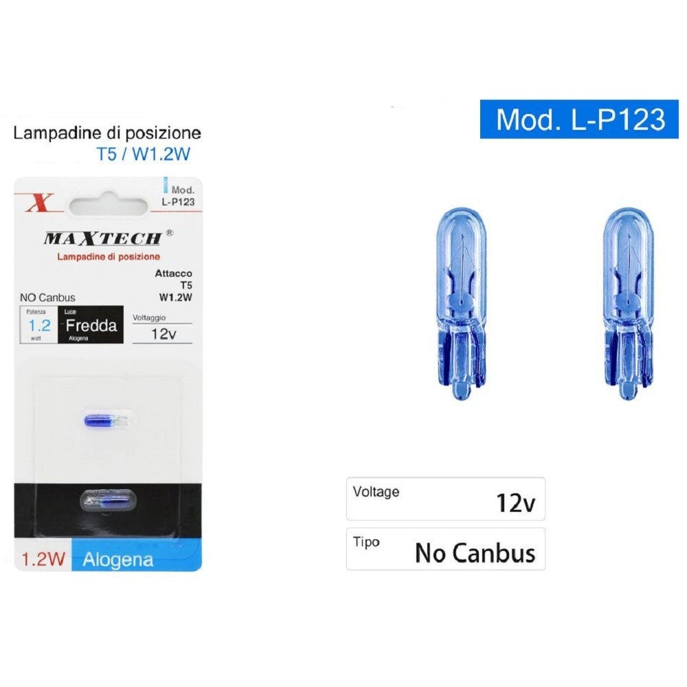 Trade Shop - Lampadine Di Posizione Auto T5 L-p123 12 V 1.2 W Luce Fredda Alogena No Canbus -