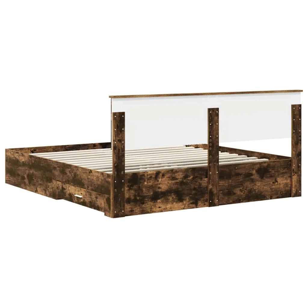 Letto matrimoniale | Letto per adulti | Struttura del letto Rovere fum¨¦ 200 x 200 cm Legno multistrato