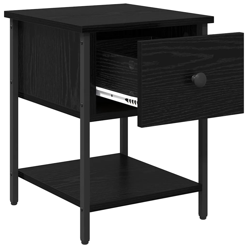 Comodino | Armadio da Notte | Mobiletto da notte Rovere Nero 34 x 35,5 x 45 cm Legno multistrato