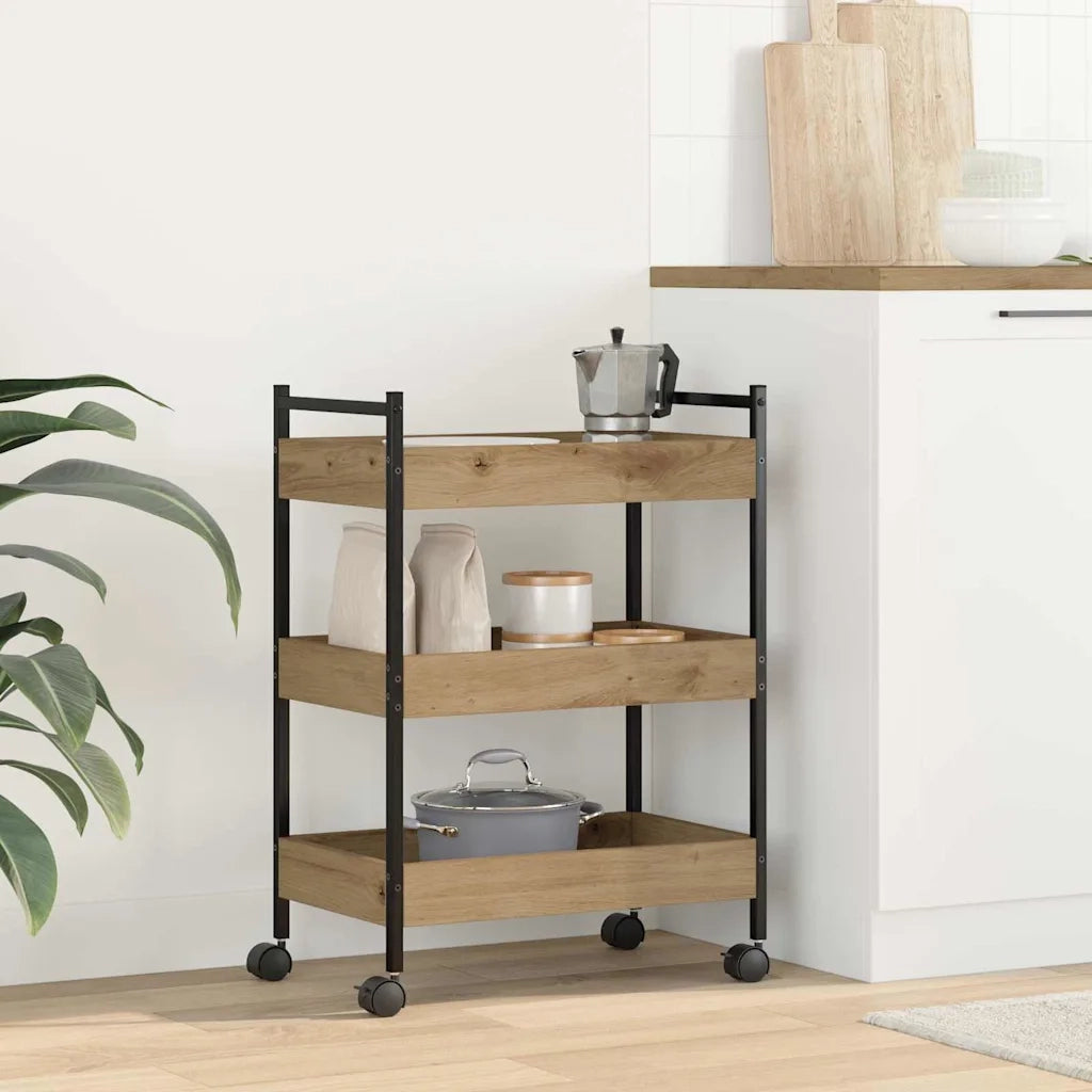 Carrello da Cucina-Scaffale per Cucina Rovere artigianale 50 x 30 x 70 cm