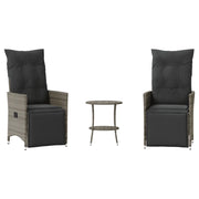 Set da Bistr¨° 3 pz | Set Salotto da Giardino con Cuscini Grigio in Polyrattan