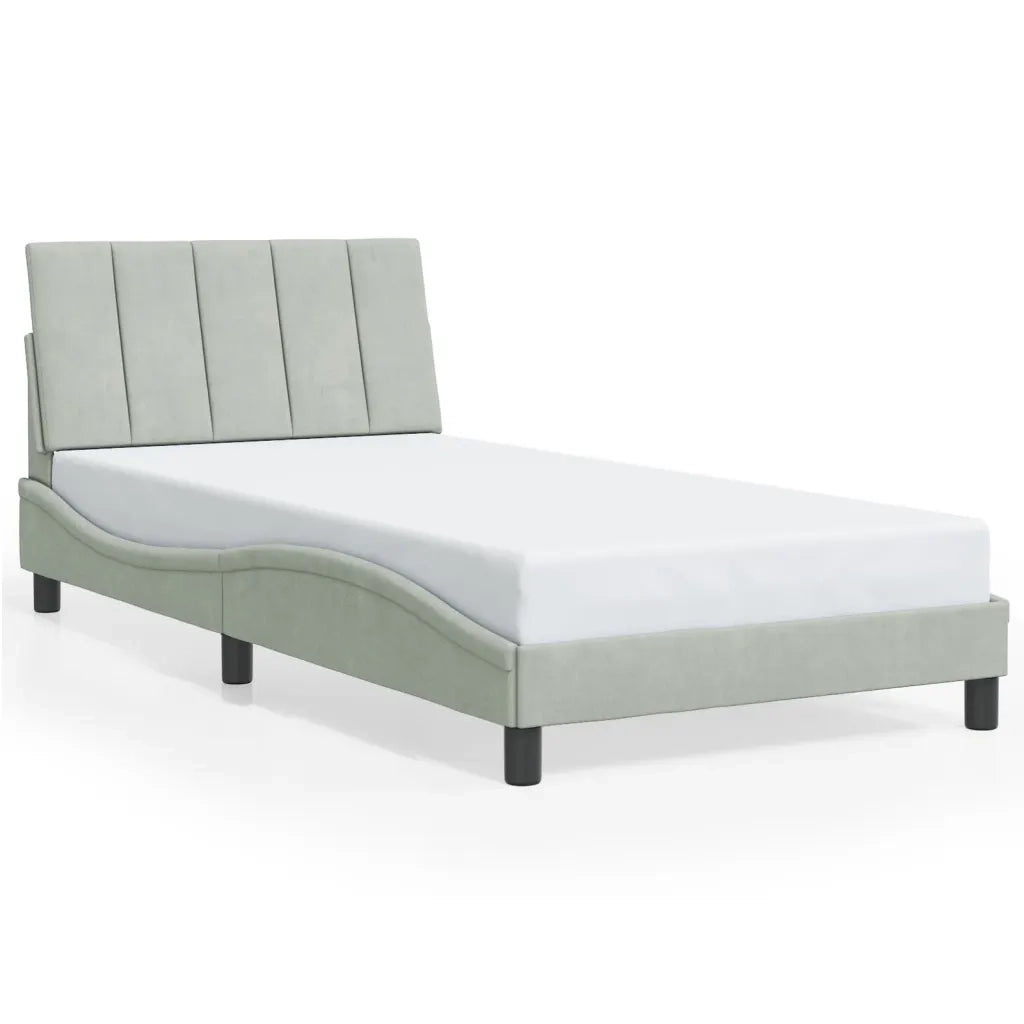 Giroletto con LED senza Materasso Hanko Grigio Chiaro 100x200 cm in Velluto 3213763