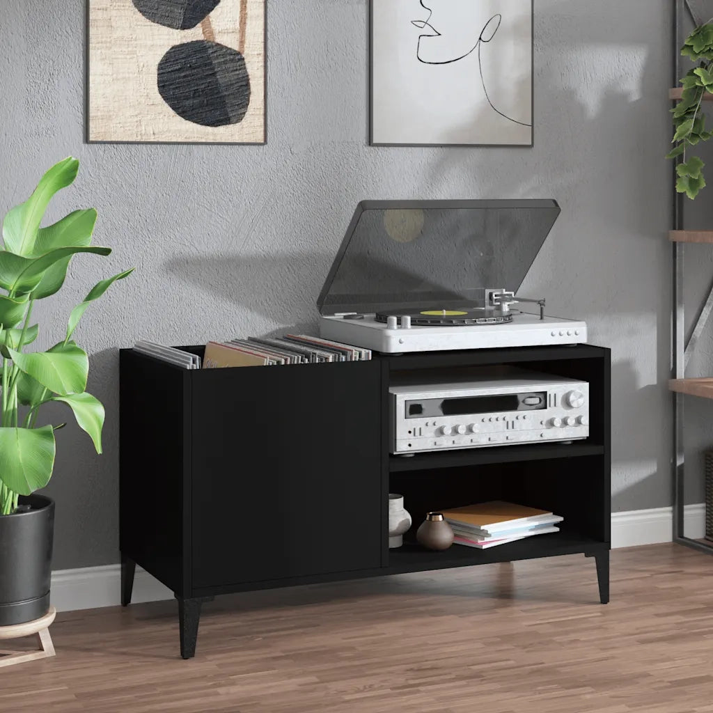 Mobile Porta Dischi Nero 84,5x38x48 cm in Legno Multistrato 831950