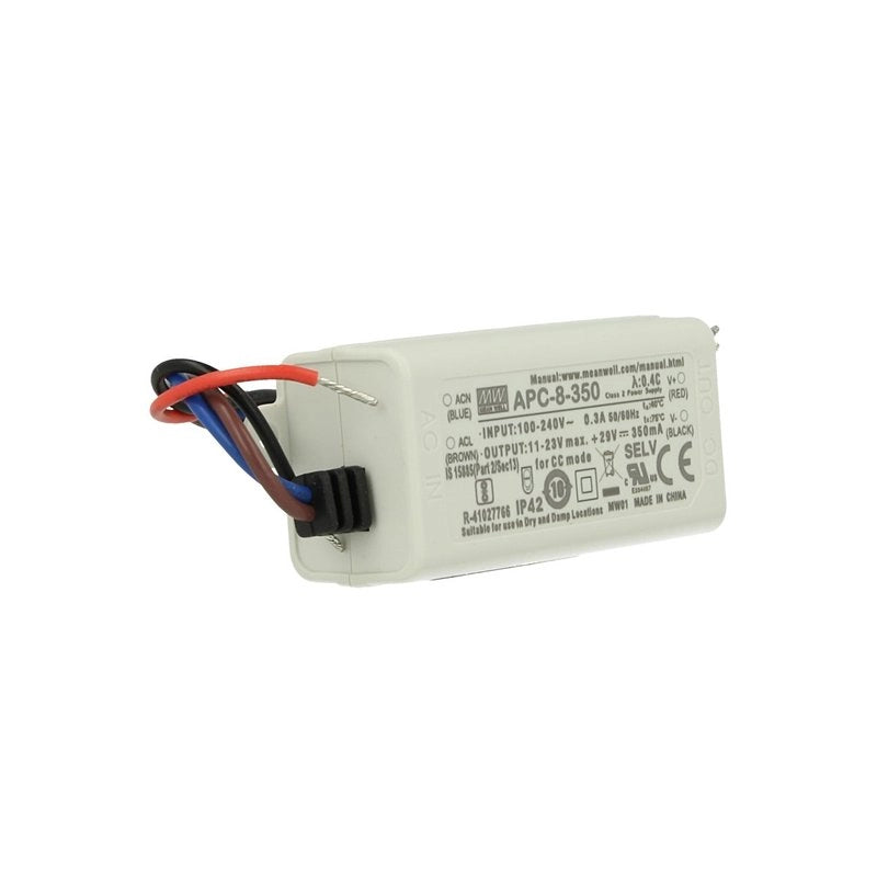 Led Driver CC MW MEAN WELL Serie APC Trasformatore Corrente Costante IP42 (350mA 11V-23VDC 8W)