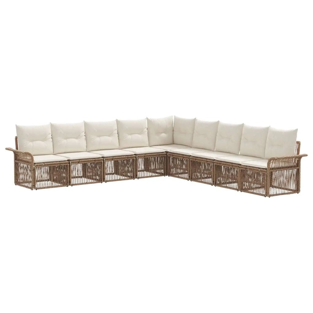 Set Divano da Giardino 9 pcs Beige polyrattan 3434853