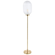 Lampada da terra con base in metallo dorato e paralume in vetro in stile moderno per soggiorno e camera da letto