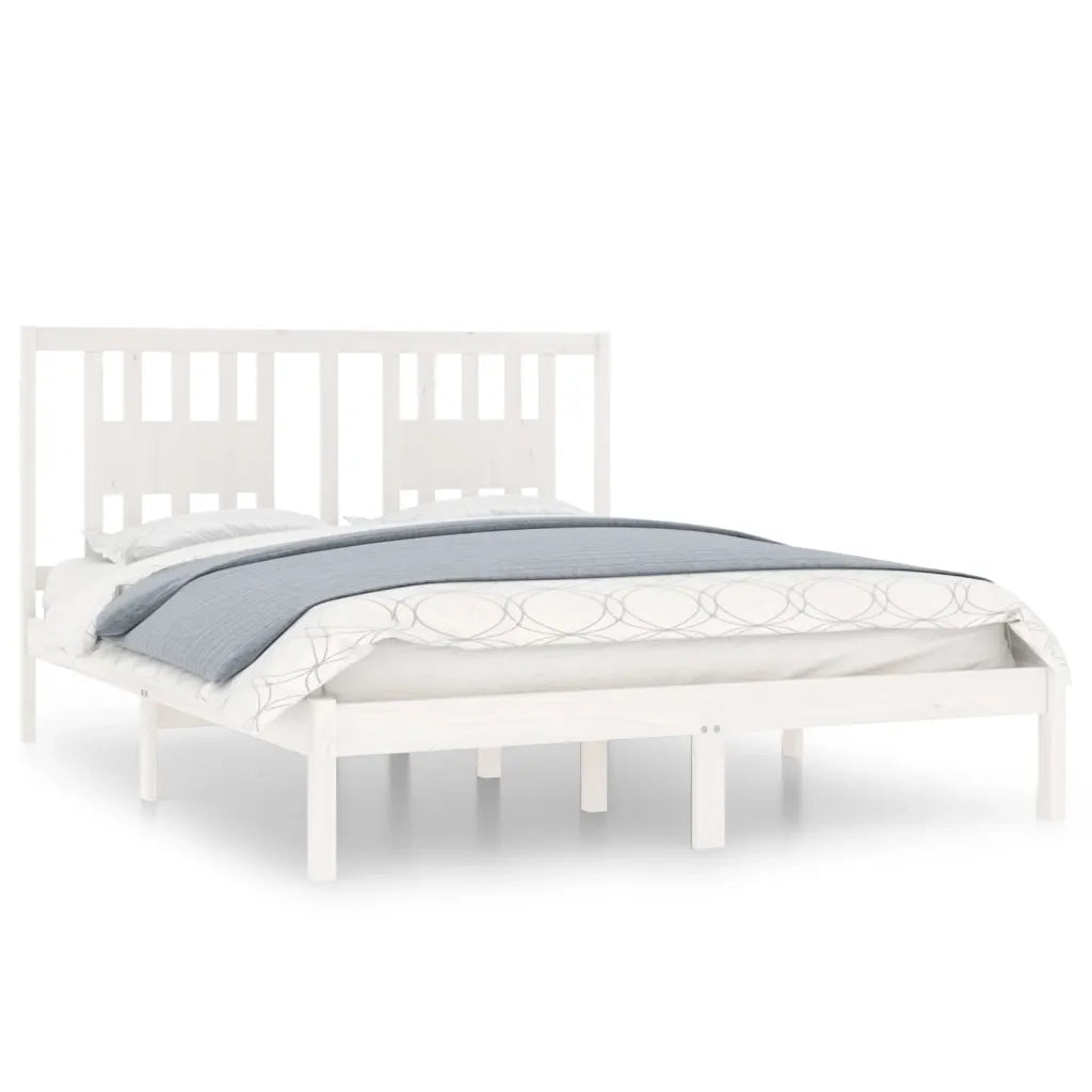 Giroletto-Struttura Letto Bianco in Legno Massello di Pino 140x200 cm 950368