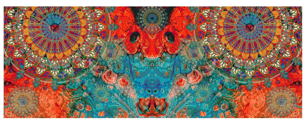 Tappeto passatoia fantasia made in Italy antiscivolo lavabile aderente Mandala Rosso - 50x350 cm