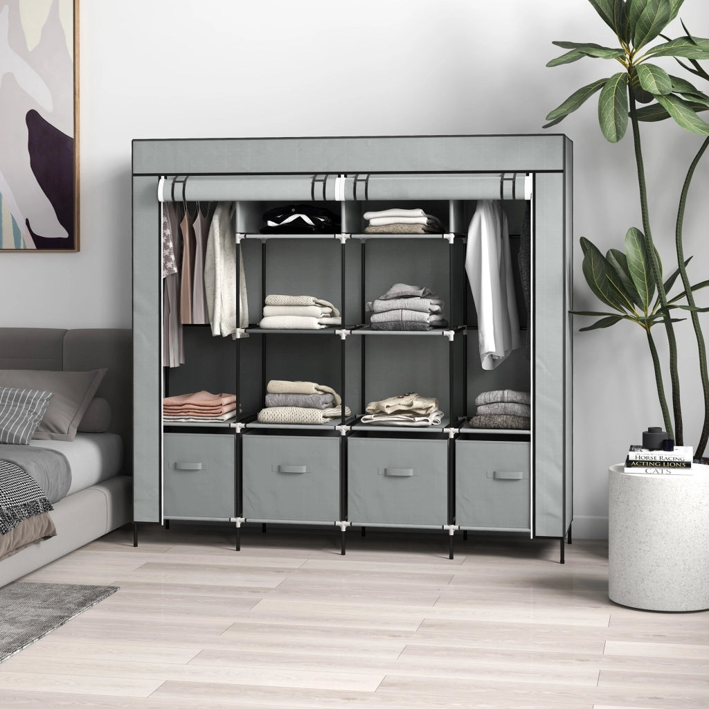 Armadio con Ante in Tessuto ¨C Zephmum ¨C Grigio 90x51x190