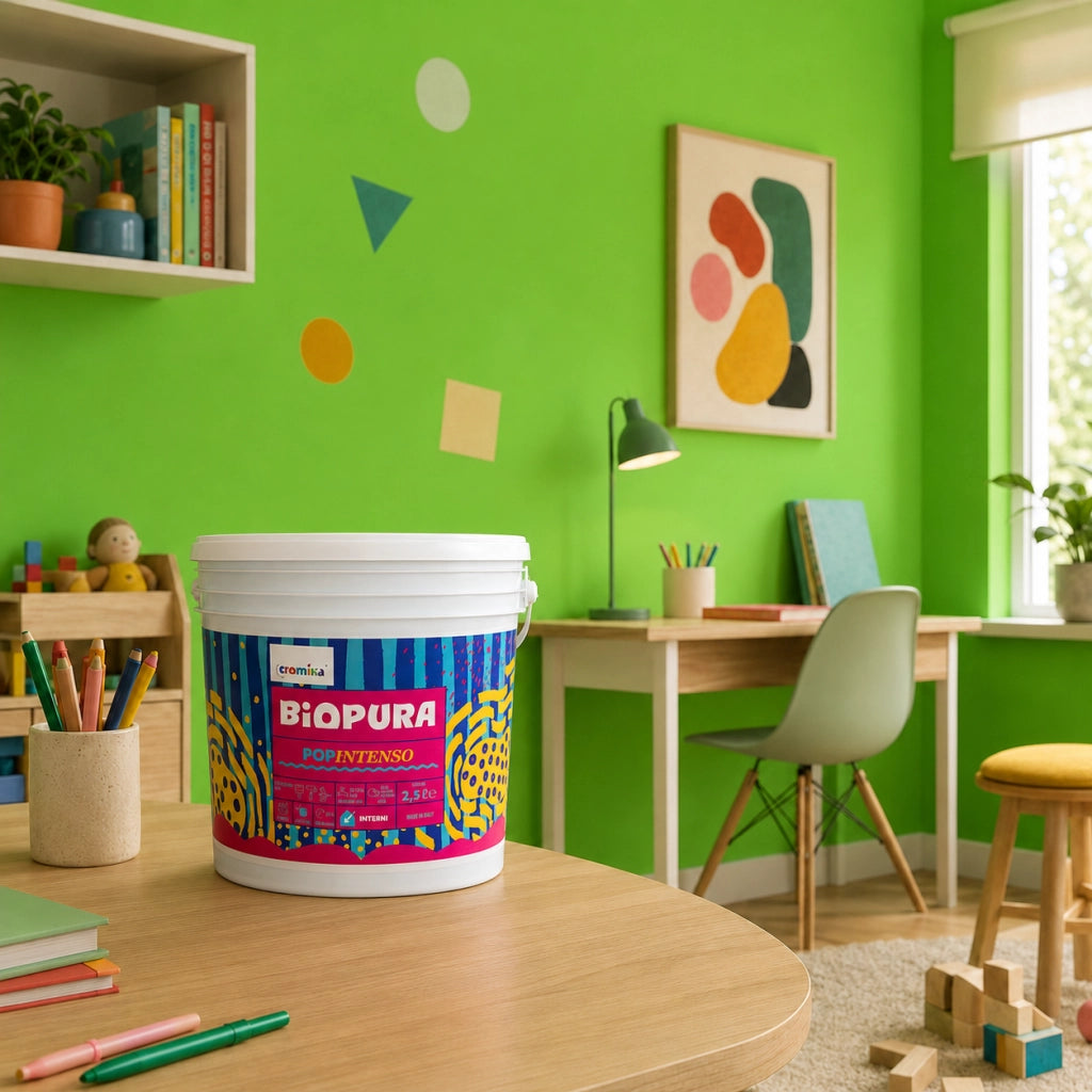 Popintenso palestra e decori interni pittura murale lavabile e coprente cromika *** formato 2.5 lt, colore- verde fla...