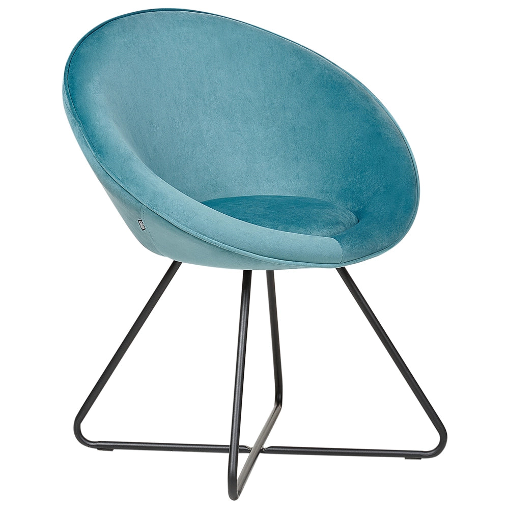 Sedia da salotto Blu Rivestimento in velluto Seduta rotonda Retro Minimalista