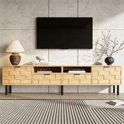 Mobile porta TV con 2 ante, 2 cassetti e 2 vani aperti per soggiorno in MDF e truciolato naturale 200 × 35 × 44,5 cm