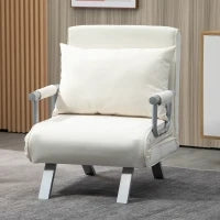 Poltrona Letto 2 in 1 con Schienale Inclinabile in 5 Posizioni, 65×69×82cm, Beige