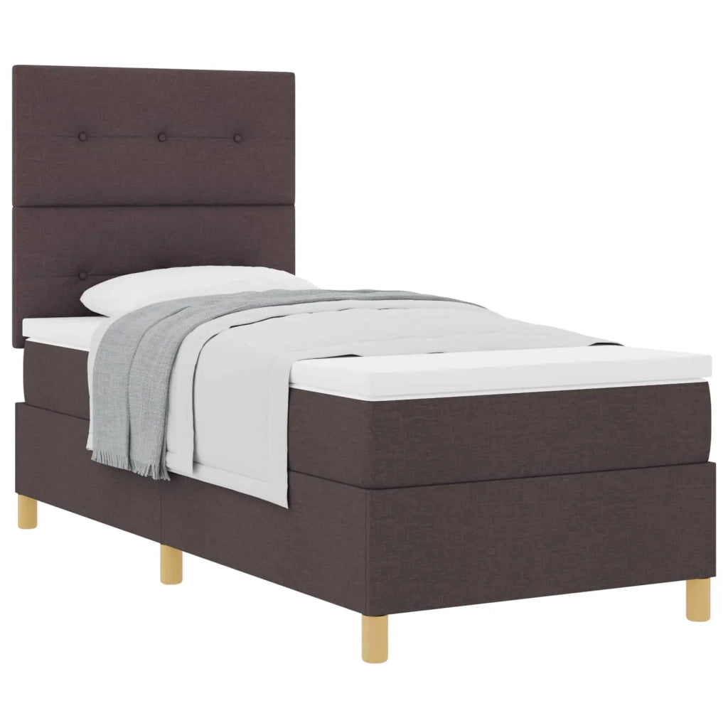 Letto a molle con testiera Marrone Scuro 100 x 200 cm Tessuto 3339598