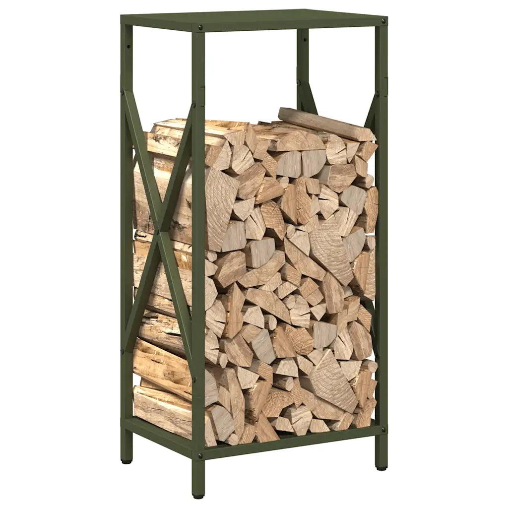 Rastrelliera per Legna da Ardere Verde Oliva 34x25x70 cm 864322