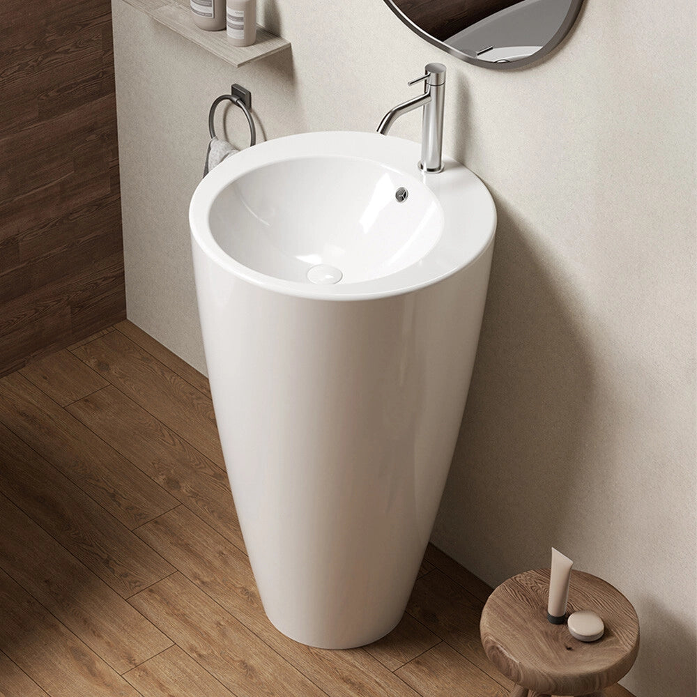 Lavabo freestanding 50x85h cm in ceramica bianco lucido Tokyo