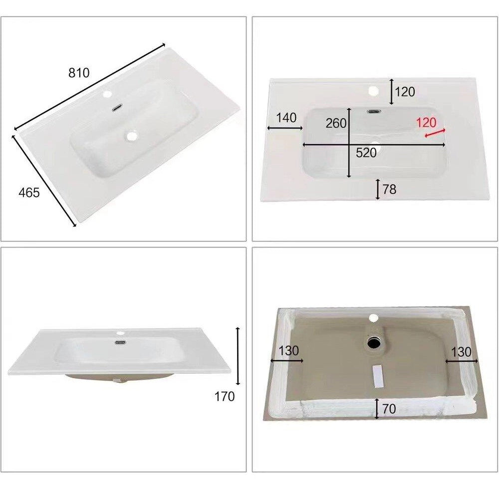 Lavabo consolle da appoggio VAS836-80 81x46.5x14 cm. bianco
