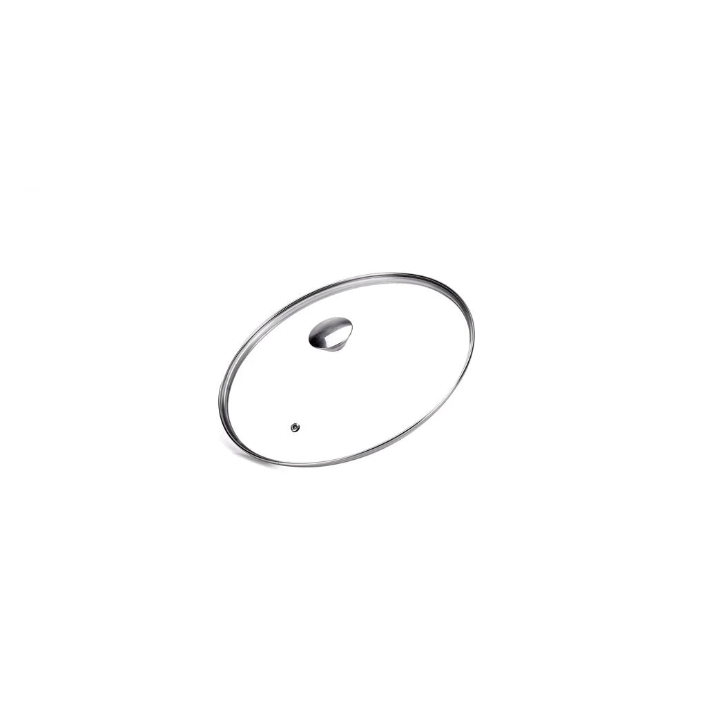 COPERCHIO VETRO E ACCIAIO ?ALLEGRO INOX? Ø cm. 18  - MONETA