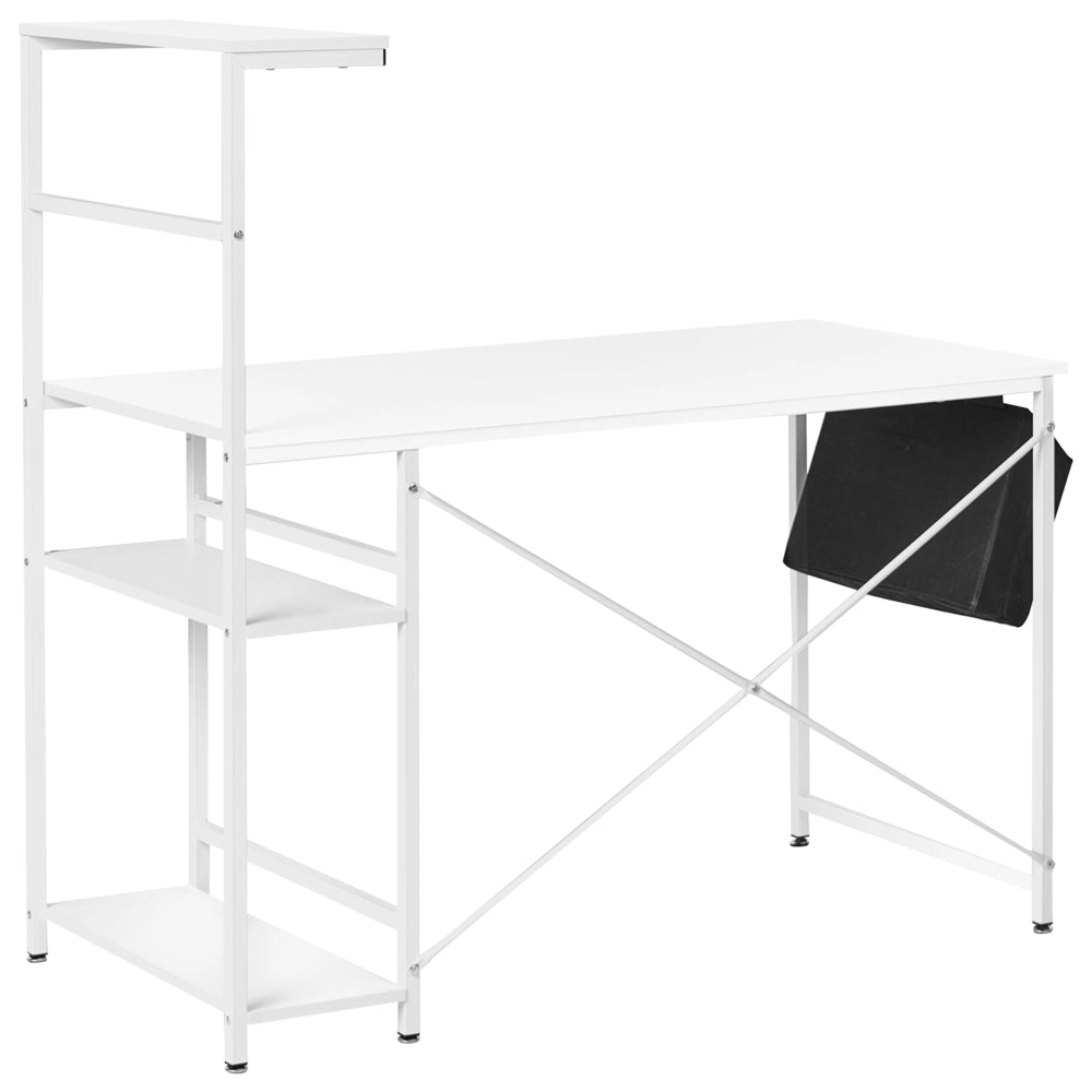 Scrivania da ufficio con piano e gambe in MDF bianco, finitura verniciata a polvere, stile scandinavo moderno