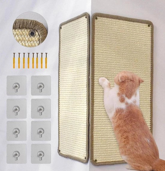 Due pezzi di tappeti per gatti con cricco 56x28 cm - Sisal cricco per gatti fissato al muro - Tappeto antiscivolo per gatti - Protezione del pavimento