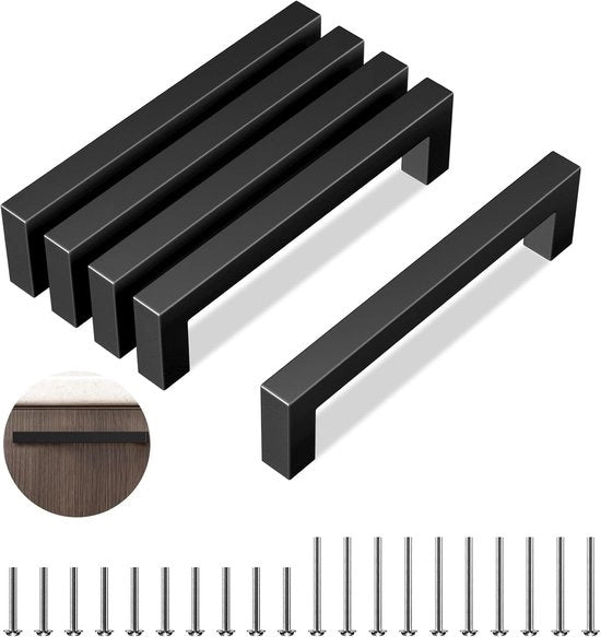 Maniglie in acciaio inossidabile - maniglie per armadi cucina - 5 pezzi - nero
