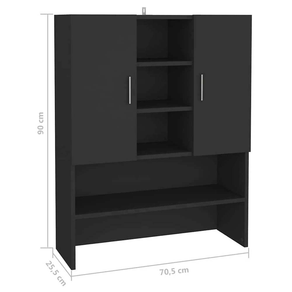 Washing Machine Cabinet, Black, 70.5x25.5x90 Cm