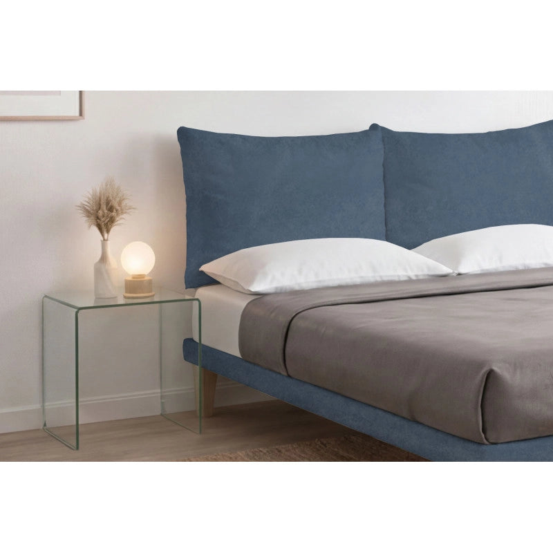 Letto imbottito Matrimoniale 180x190 cm Soft - Con rete,Microfibra,Blu