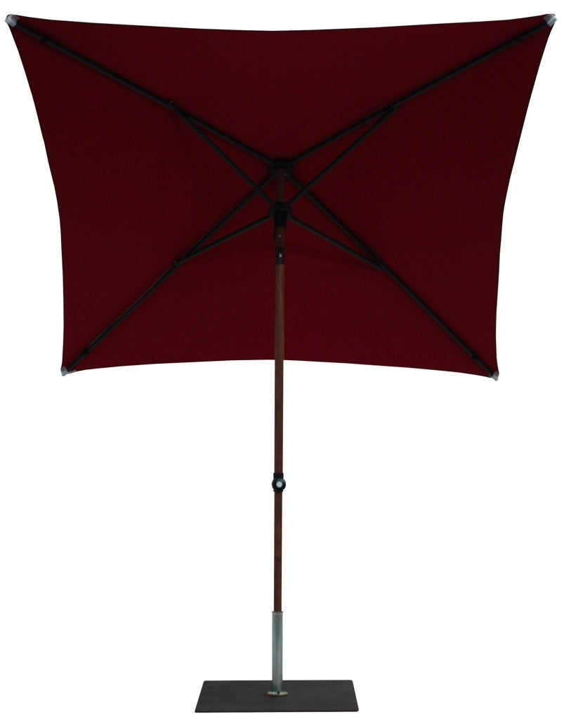 Ombrellone da Giardino 2x2 m Palo Ø38 mm in Alluminio Effetto Legno Tessuto Olefin Trend Wood Bordeaux