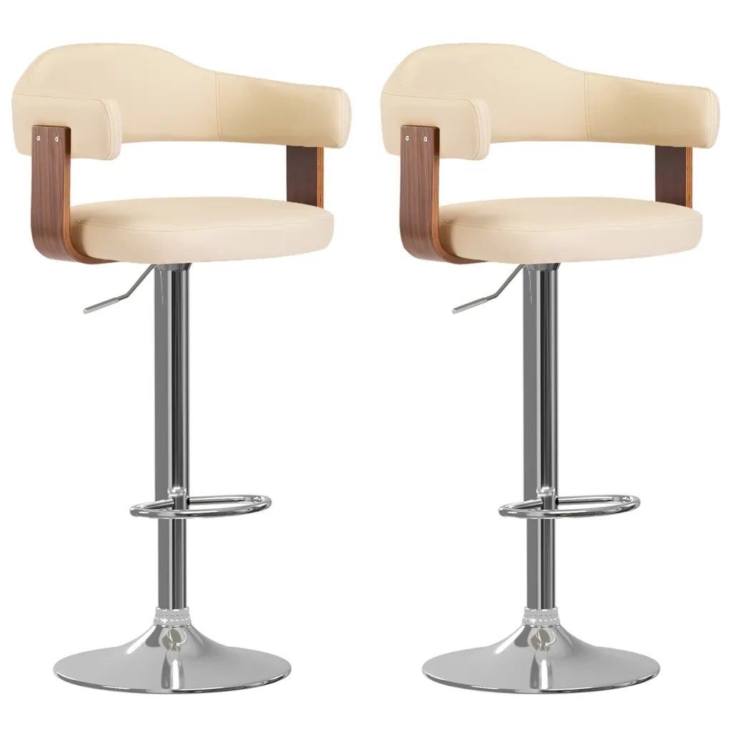 Sgabelli da Bar 2 pz Crema in Legno Curvo e Similpellecod mxl 70548