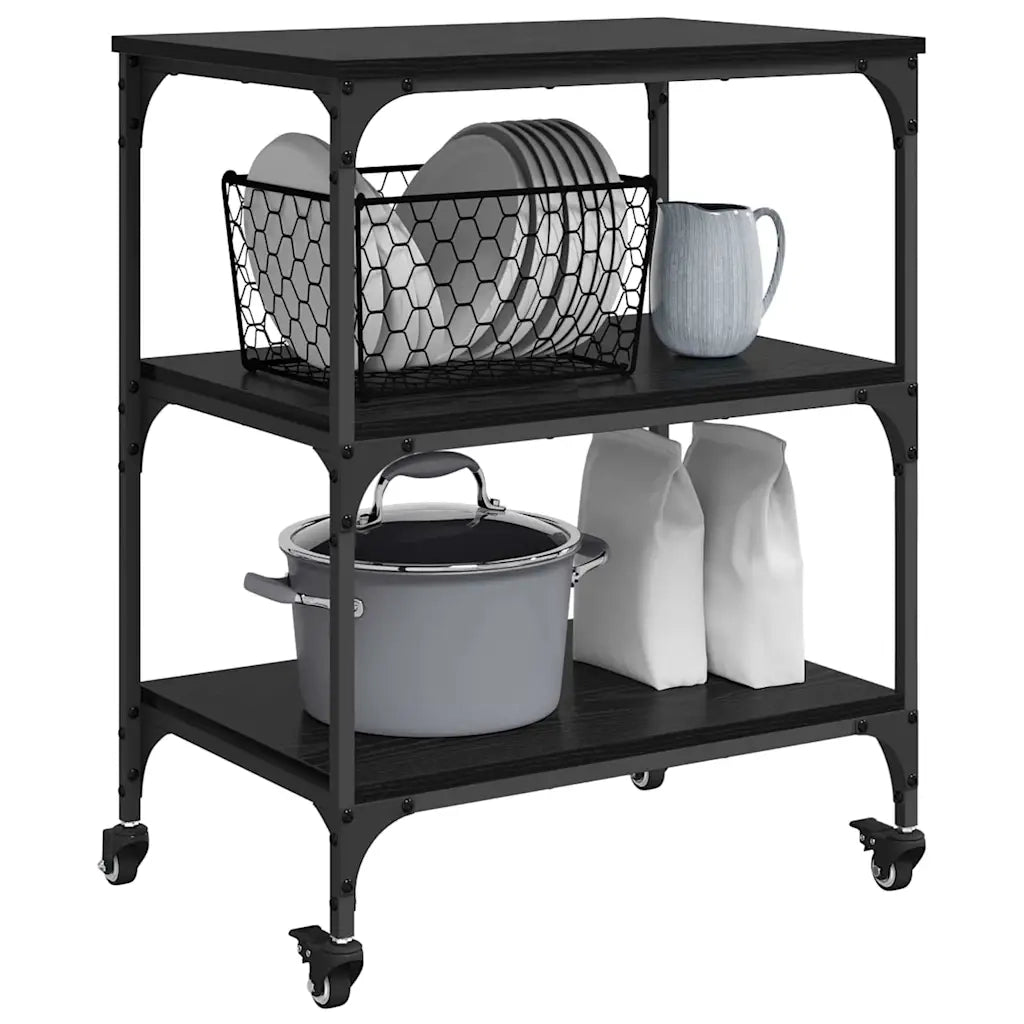 Carrello da Cucina Rovere Nero 60 x 41 x 76 cm CFW1436565