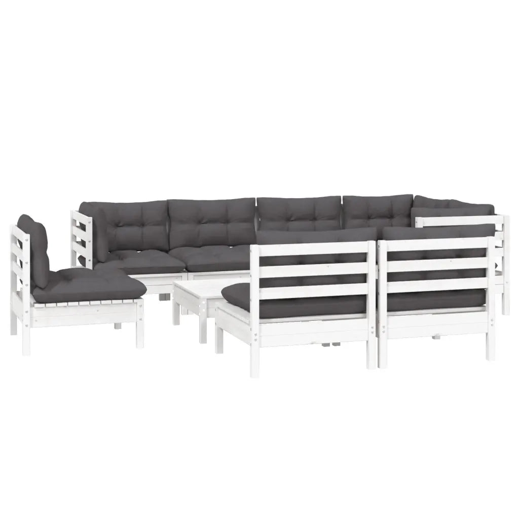 Set Divani da Giardino 9 pz con Cuscini Bianchi Legno di Pino cod mxl 44385