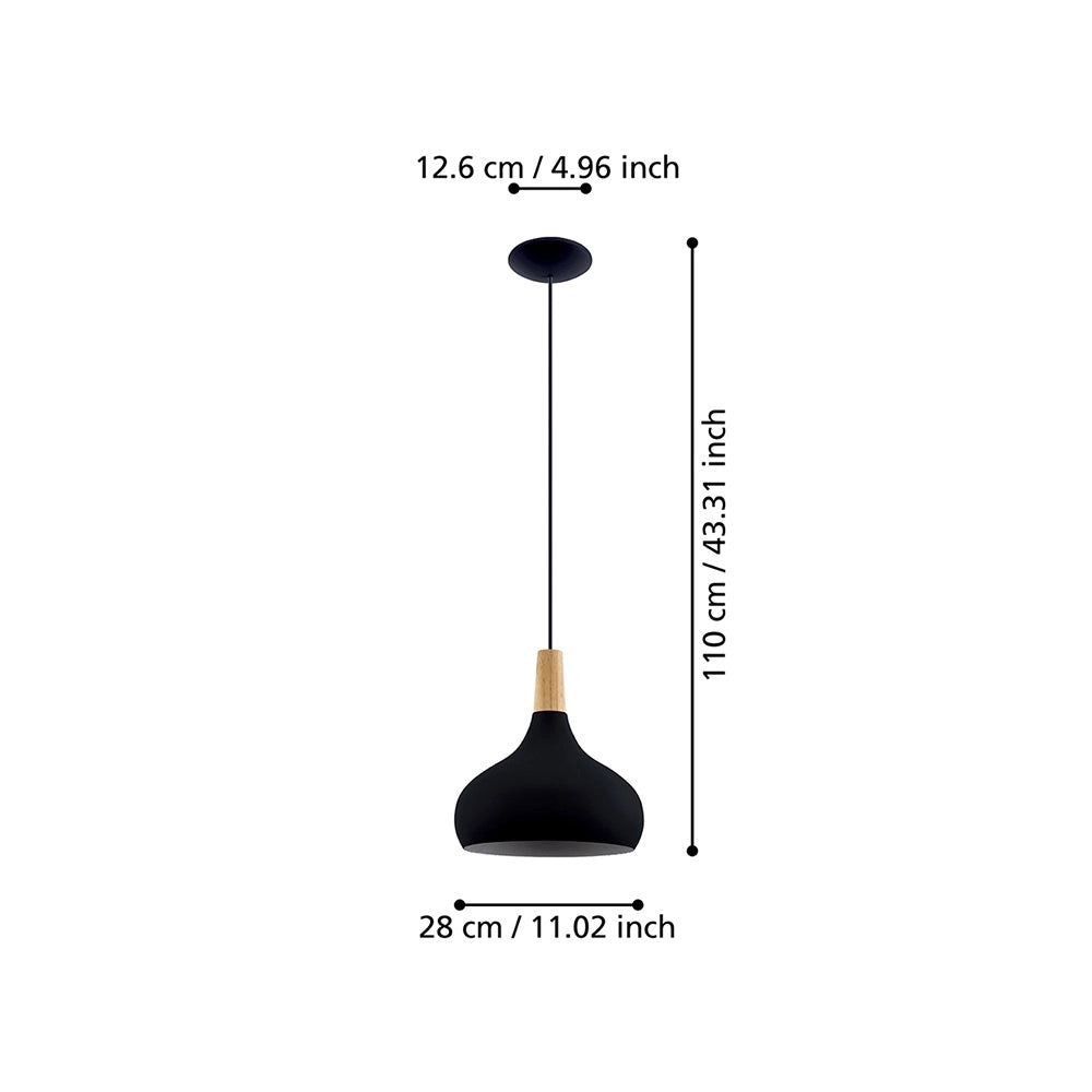 Lampadario Contemporaneo Sabinar Medio 1 Luce Metallo Nero E Marrone