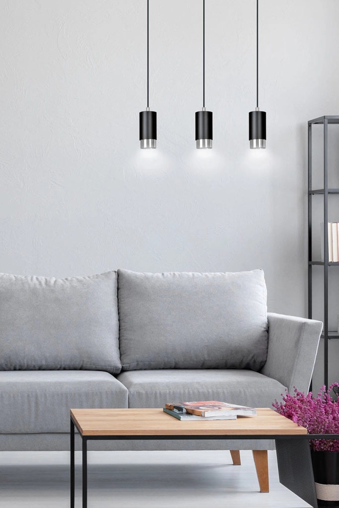 Lampadario Emibig Fumiko 3 luci GU10 nero/cromo dimmerabile