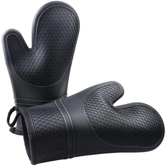 Ovenmaniglie in set da 2, resistente al calore fino a 300 °C, con rivestimento in silicone, ideali per la cucina, per grigliate, cotture, cottura al forno e stufate.