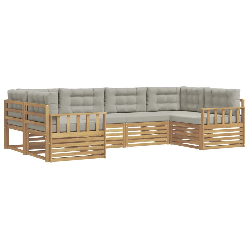Set di divani da esterno 6 pz Bianco e Grigio Chiaro 3391036