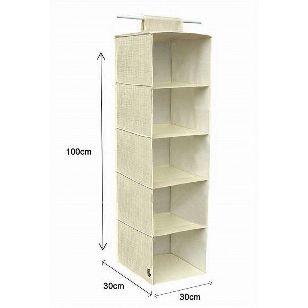 Trade Shop - Organizer Armadio Porta Tutto Pensile Tessuto Scarpe Borse 5 Piani 30x30x100cm -