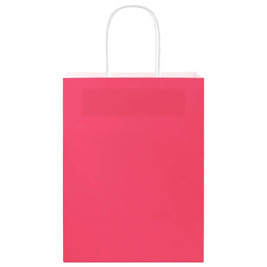 vidaXL Sacchetti di Carta 250 pz con Manici Rosa 21x11x28 cm