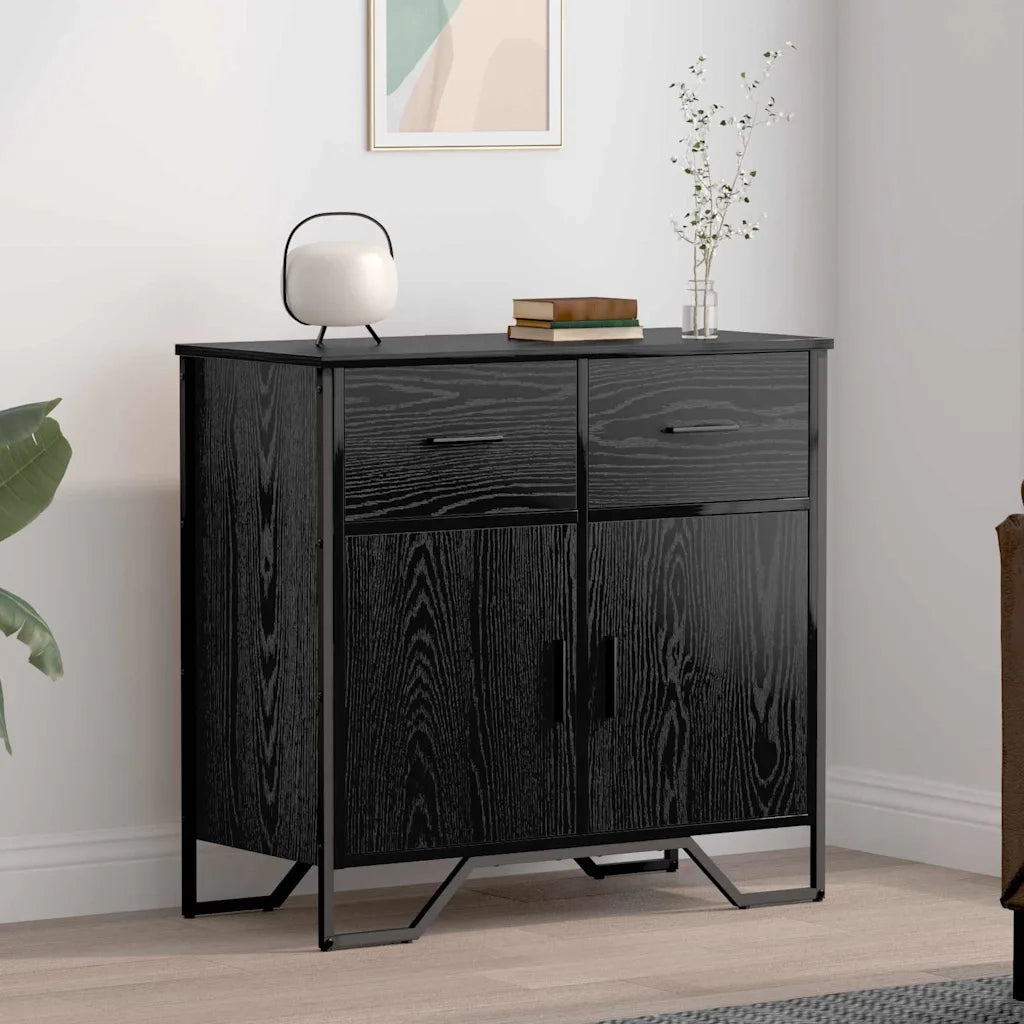 Credenza con cassetto Rovere Nero 79,5 x 35,5 x 74,5 cm 883568