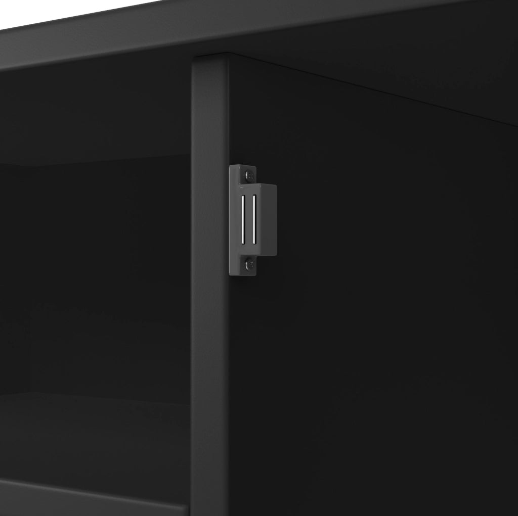Credenza da cucina 120x40x188 cm con ripiani regolabili e portabottiglie in MDF nero