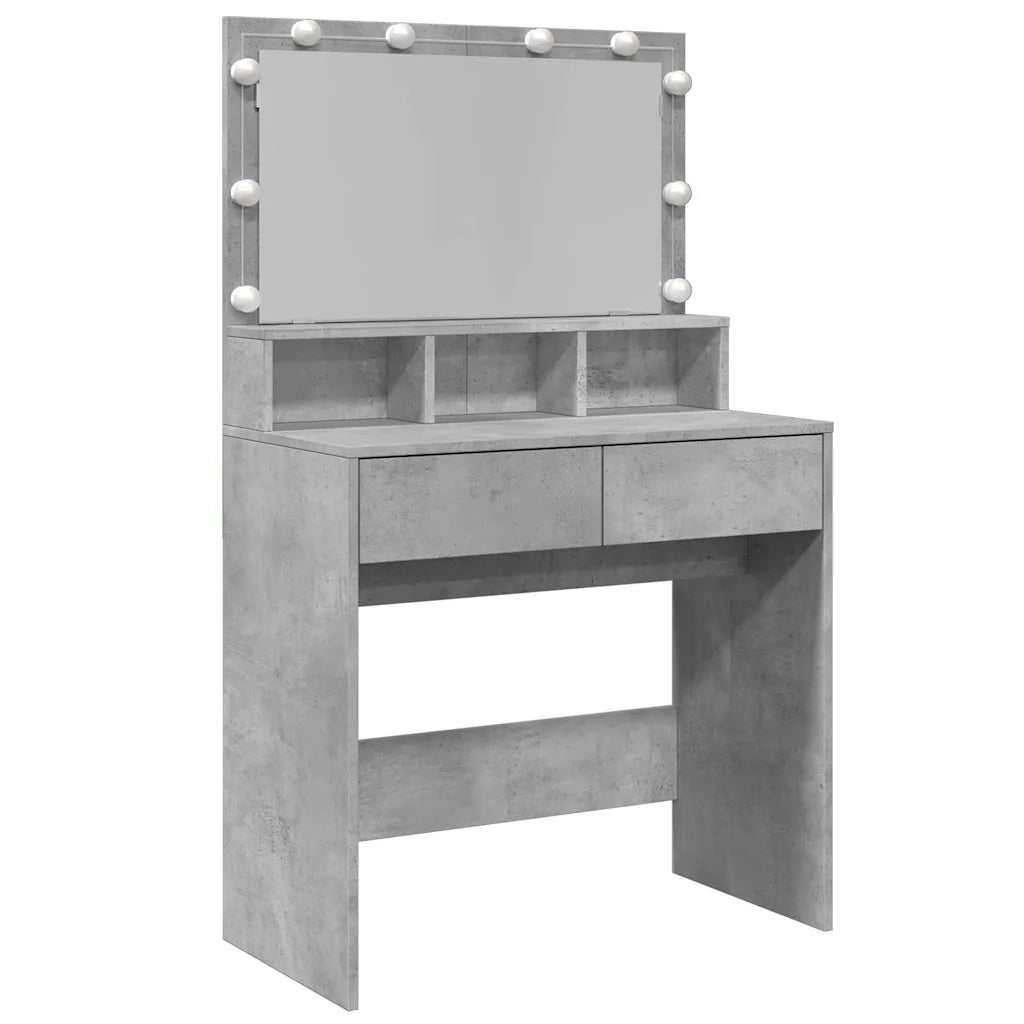 Toeletta | Tavolo da Trucco con LED Grigio Cemento 80x41x134,5 cm