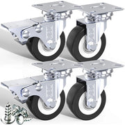 Ruote di rotolamento per carrello, 50 mm, PU, robuste, doppio smalto, 2 ruote con freno, gomma, per carrelli, mobili, 240 kg, 4 pezzi