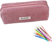 Etui per ragazze - Etui scolastico per adolescenti, Etui in corduroy, Etui essenziale per lo studio, Etui estetico portatile per adulti, Etui estetico, Etui per materiali scolastici (rosa)